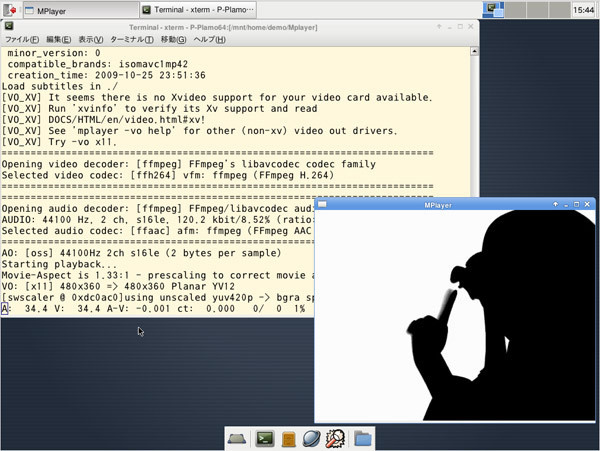 図1　MPlayer内蔵のCODECのみでMP4ファイルを再生