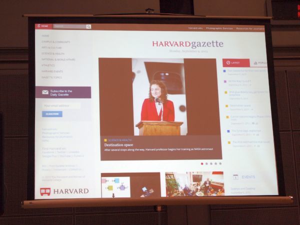 Harvard大学の情報サイト、Harvard gazette。レスポンシブ対応や人気コンテンツの強調など、最近のトレンドを取り入れている。WordPressのテーマを上手に活用している事例