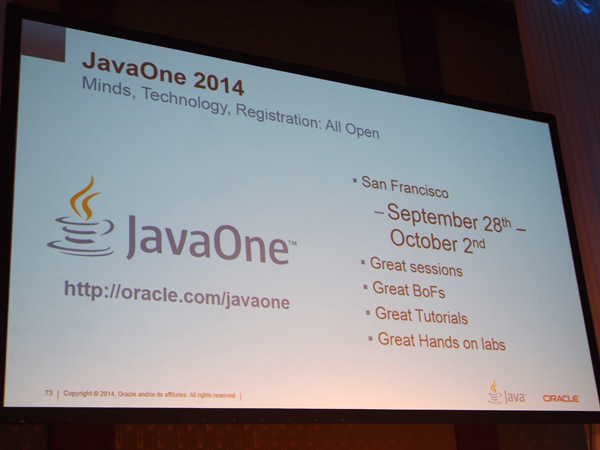 今年のJavaOneは9月28日～10月2日、サンフランシスコにて開催